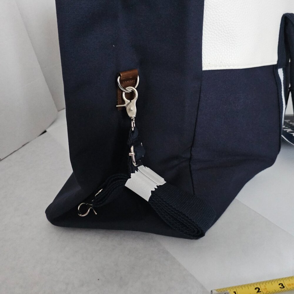 Polo Ralph Lauren Navy Canvas & Leather Trim Large Tote Travel Carryall bag - Picture 10 of 17